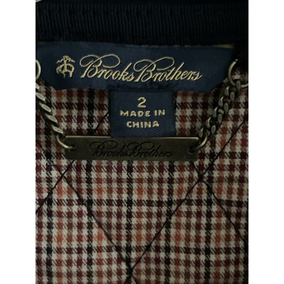 EUC Brooks Brothers Jacket Womens Quilted Navy Barn Coat Chore Plaid Sz 2 XS - Picture 3 of 11
